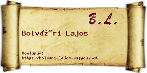 Bolvári Lajos névjegykártya